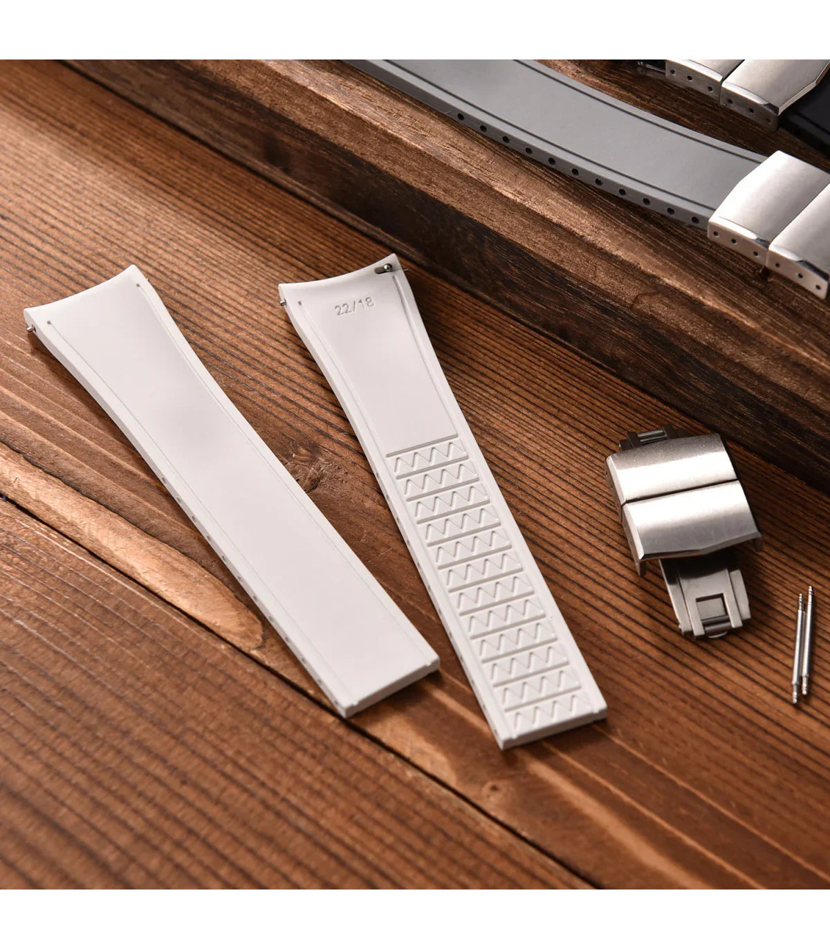 Bracelet incurvé en caoutchouc avec boucle déployante – KronoKeeper – Noir - vue 15