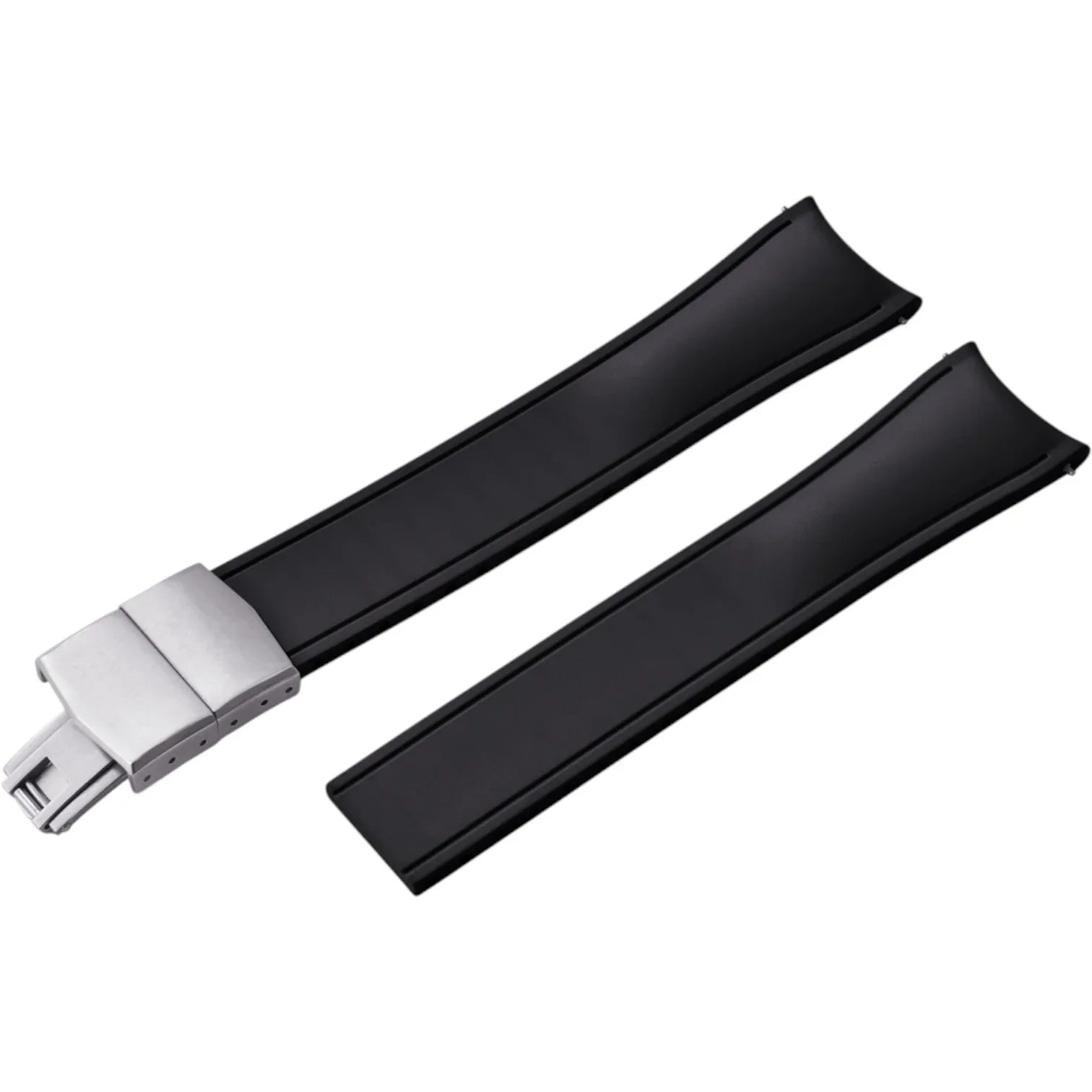 Bracelet incurvé en caoutchouc avec boucle déployante – KronoKeeper – Noir - bracelet caoutchouc montre