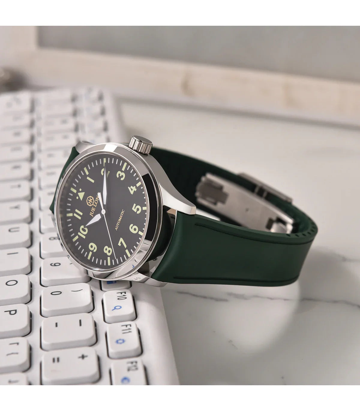 Bracelet incurvé en caoutchouc avec boucle déployante – KronoKeeper – Rouge - vue 13