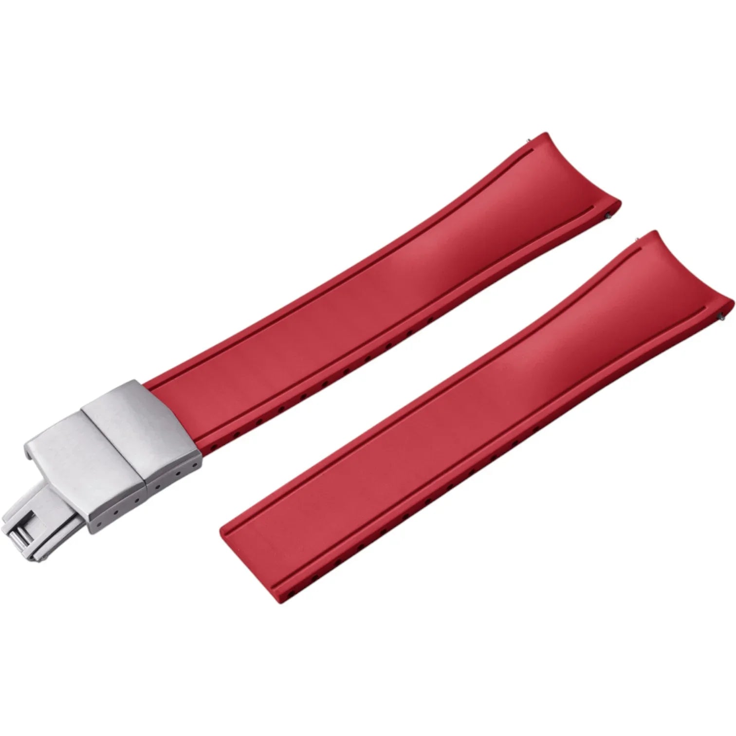 Bracelet incurvé en caoutchouc avec boucle déployante – KronoKeeper – Rouge - bracelet caoutchouc montre