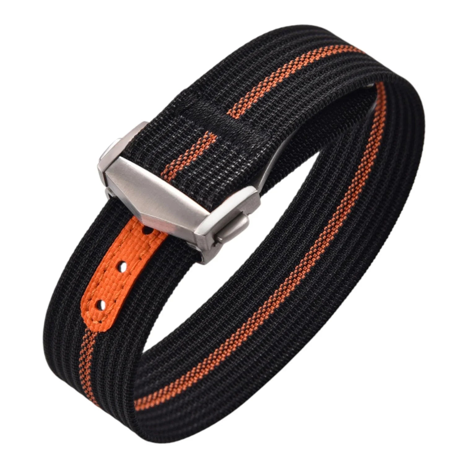 Bracelet Nato nervuré en nylon avec boucle déployante – KronoKeeper – Noir  - bracelet NATO nylon montre