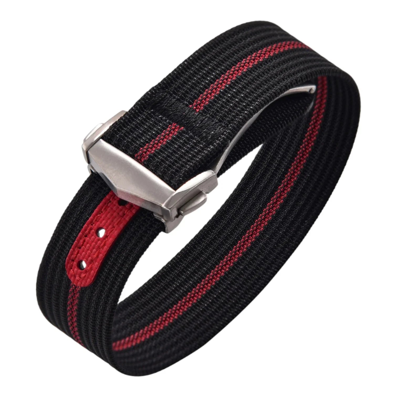 Bracelet Nato nervuré en nylon avec boucle déployante – KronoKeeper – Noir  - bracelet NATO nylon montre