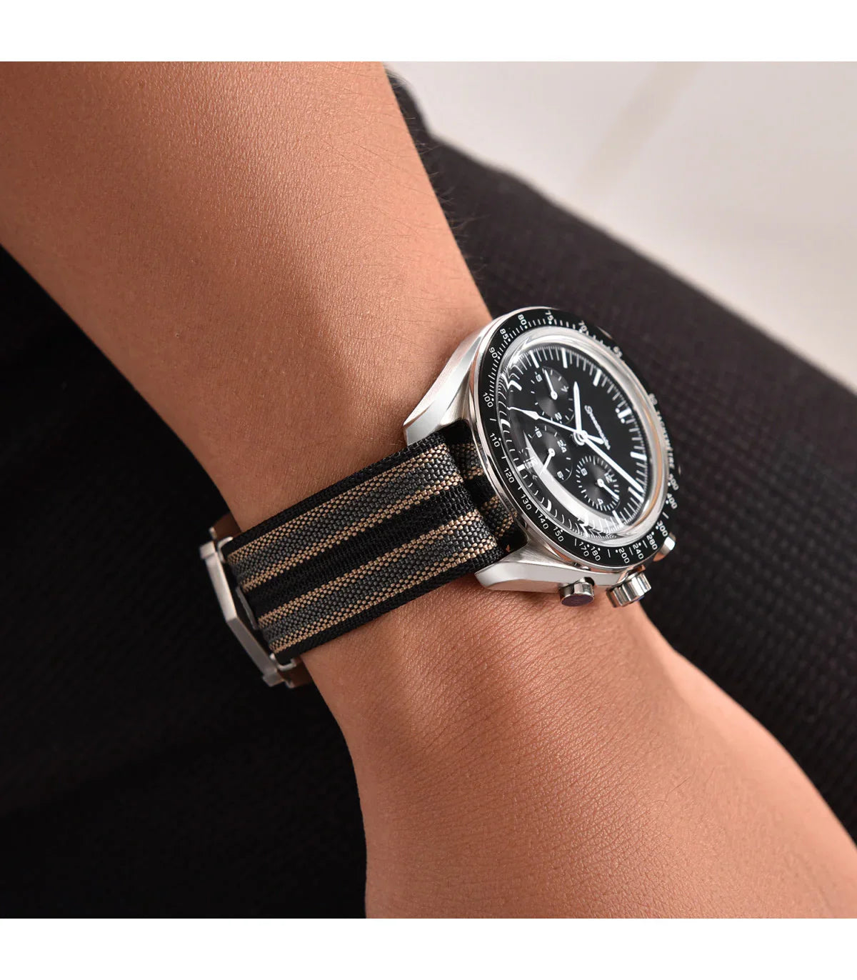 Bracelet Nato nervuré en nylon avec boucle déployante – KronoKeeper – Bleu - vue 4