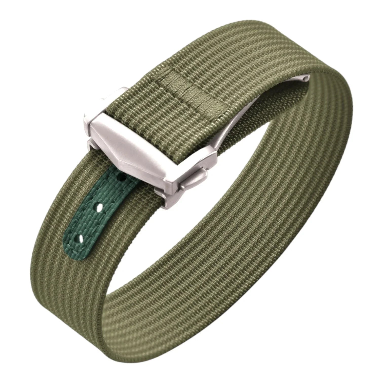 Bracelet Nato nervuré en nylon avec boucle déployante – KronoKeeper – Vert - bracelet NATO nylon montre
