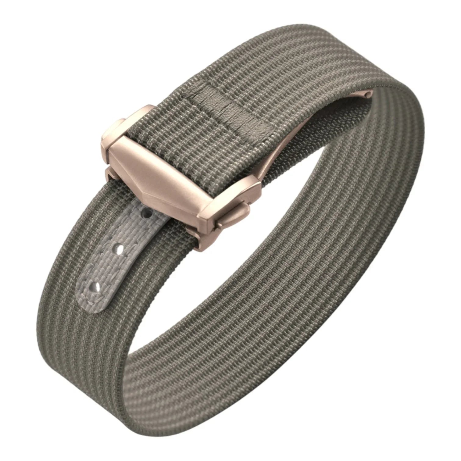Bracelet Nato nervuré en nylon avec boucle déployante – KronoKeeper – Gris - bracelet NATO nylon montre