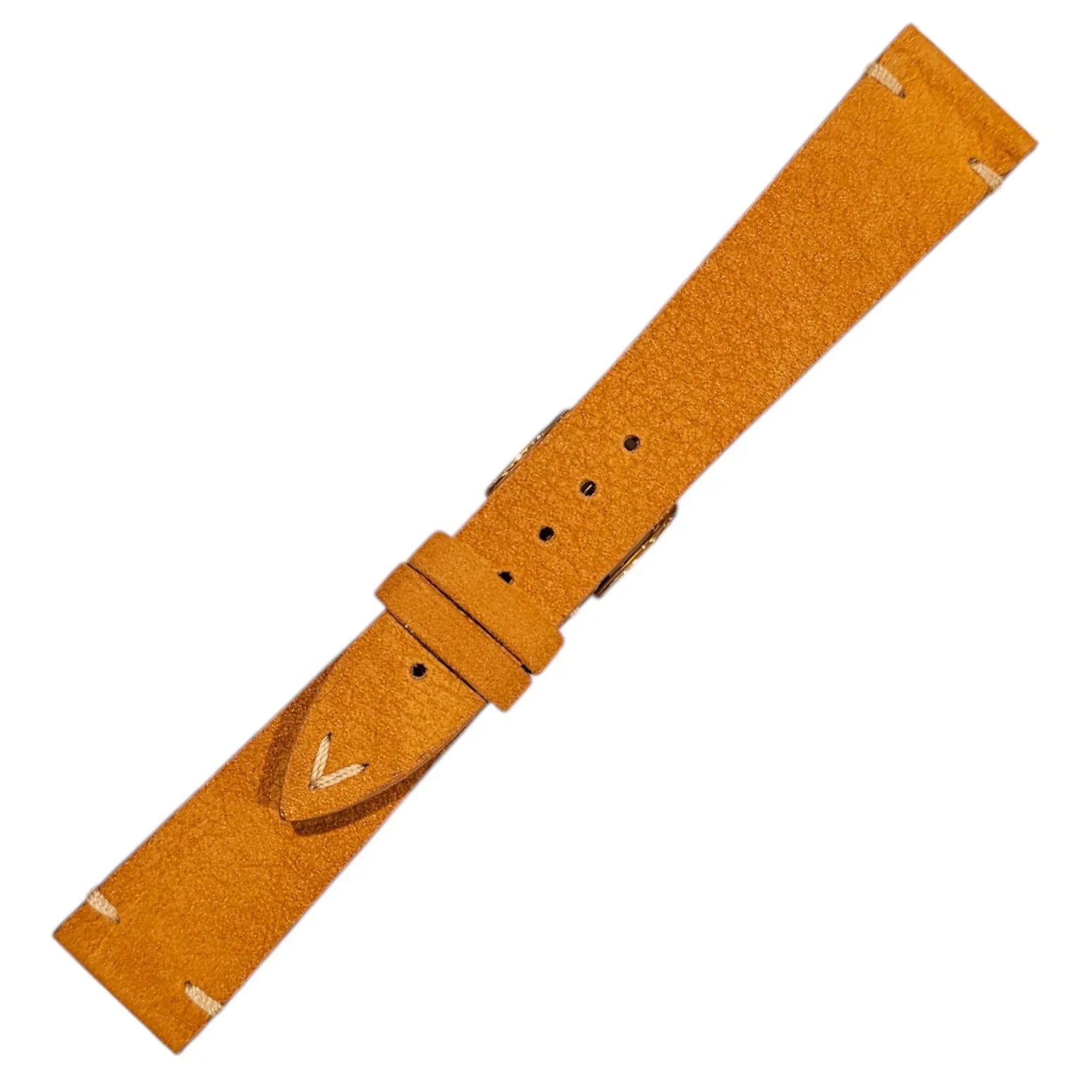 Bracelet en cuir de taureau nubuck – Vintage V – Lic Leather – Cognac - détail
