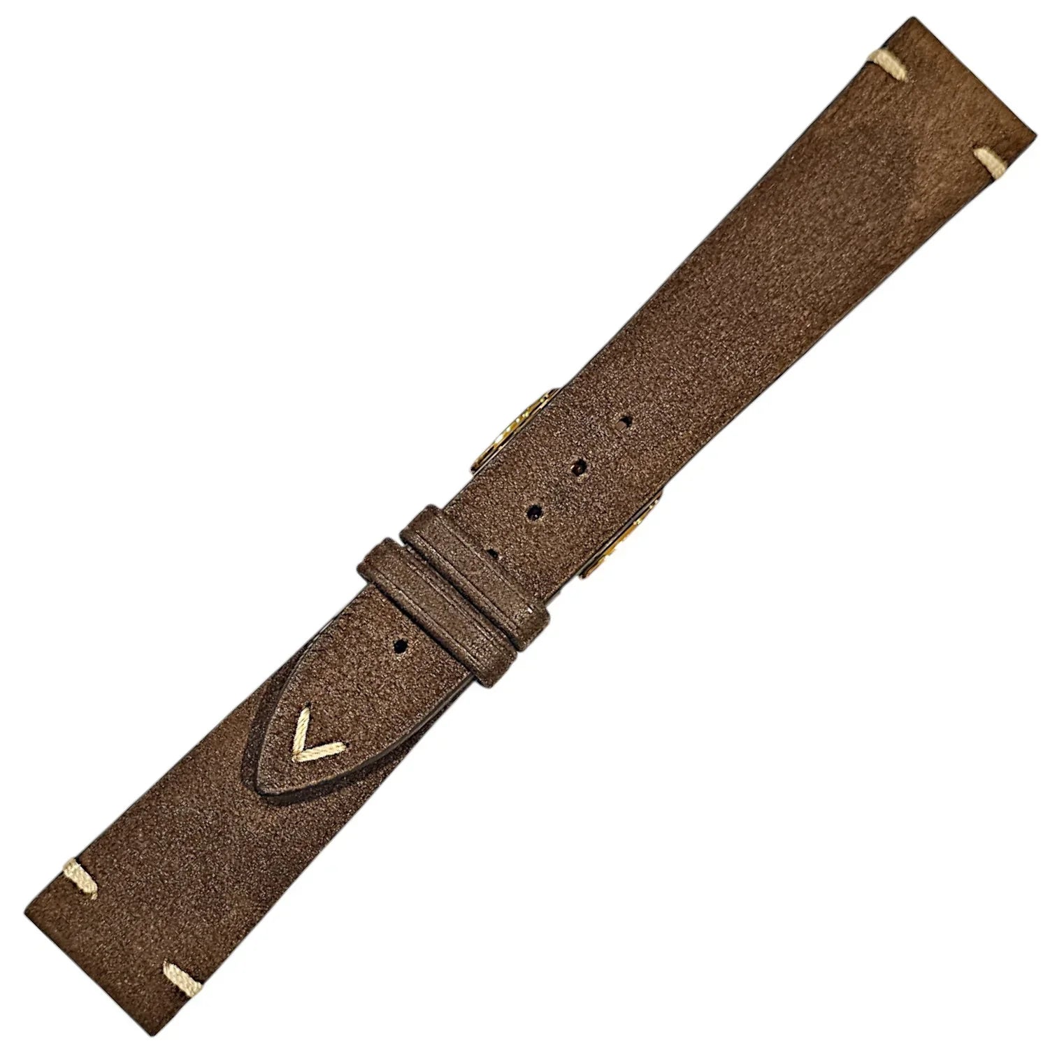 Bracelet en cuir de taureau nubuck – Vintage V – Lic Leather – Chocolat - détail