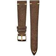 Bracelet en cuir de taureau nubuck – Vintage V – Lic Leather – Chocolat - accessoire montre