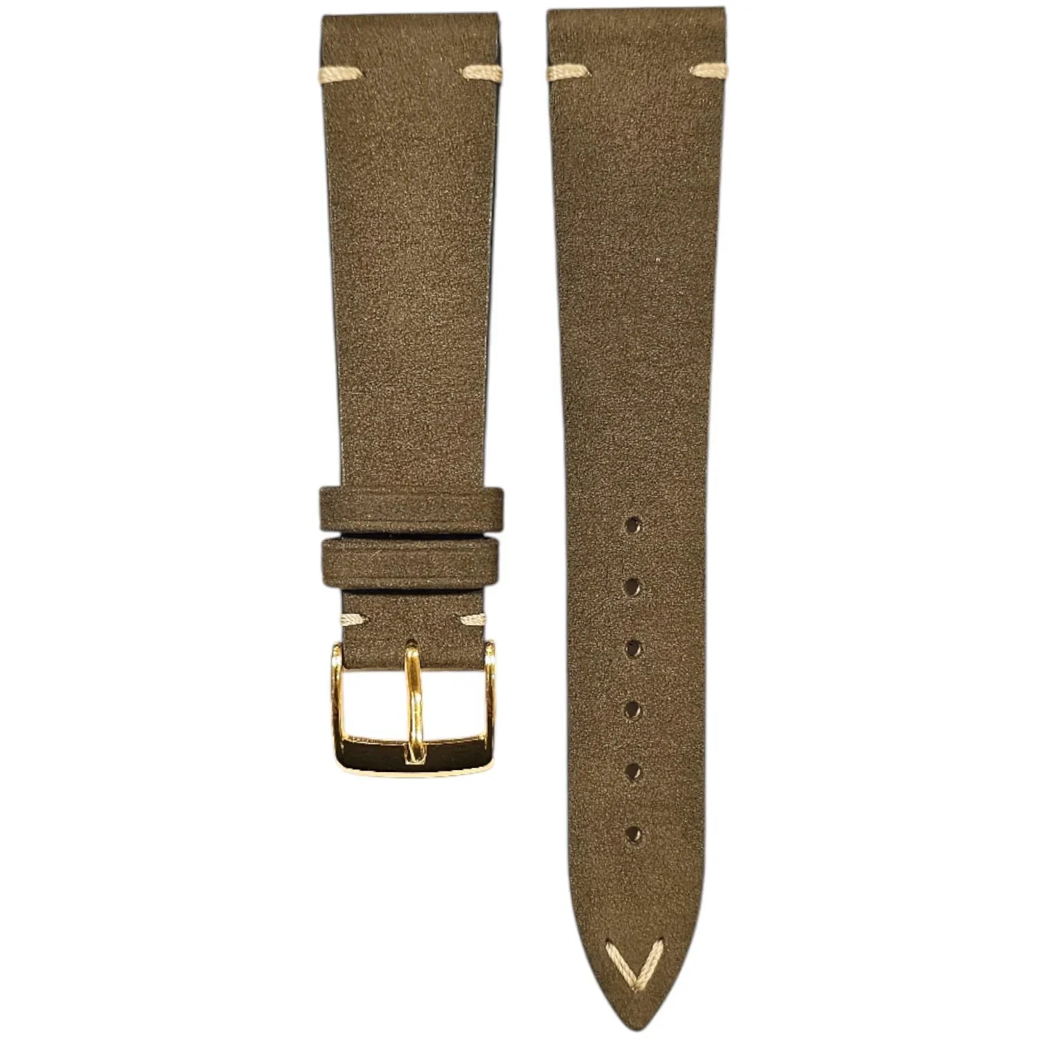 Bracelet en cuir de taureau nubuck – Vintage V – Lic Leather – Kaki - accessoire montre