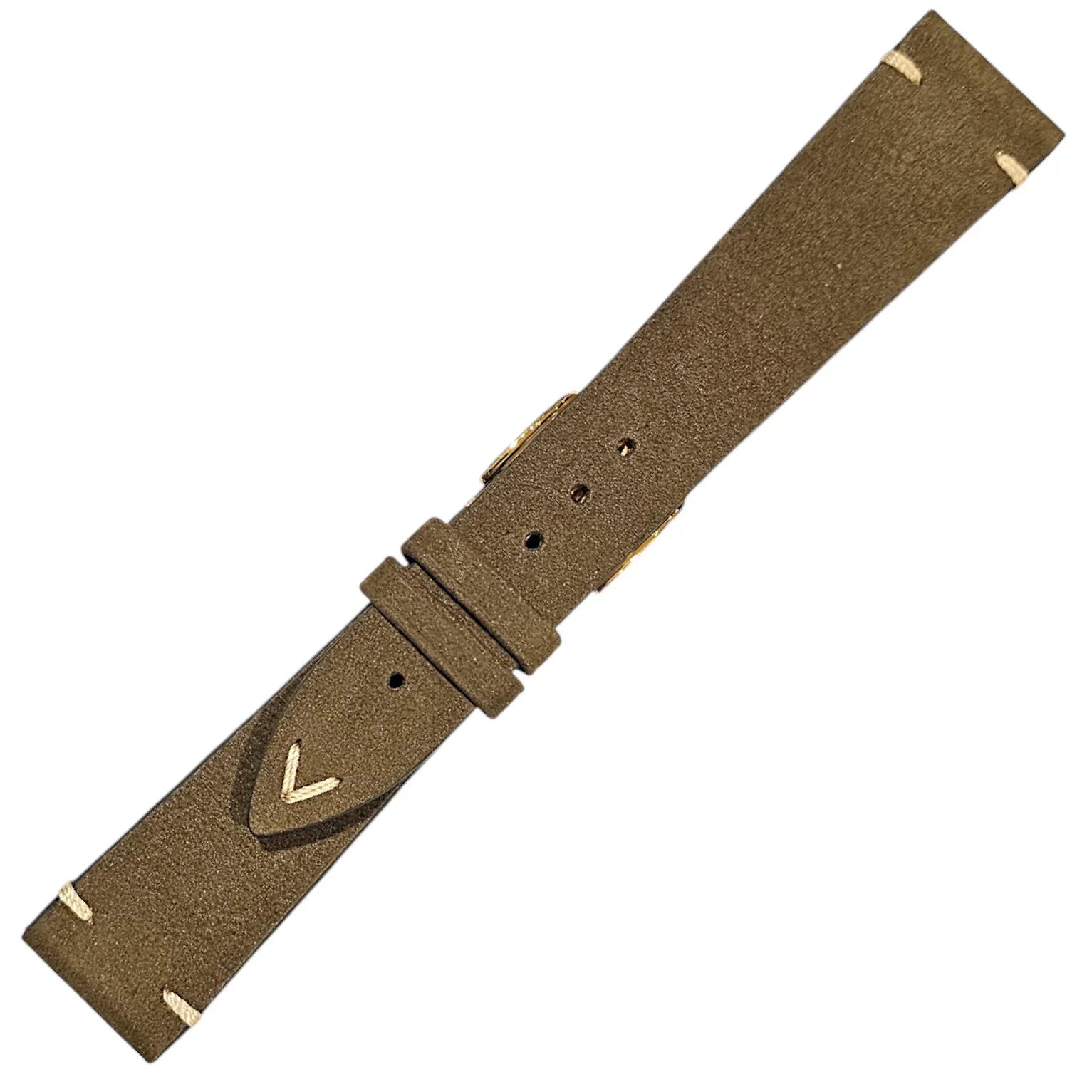 Bracelet en cuir de taureau nubuck – Vintage V – Lic Leather – Kaki - détail