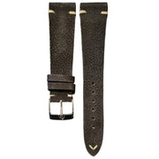 Bracelet en cuir de taureau nubuck – Vintage V – Lic Leather – Noir - accessoire montre