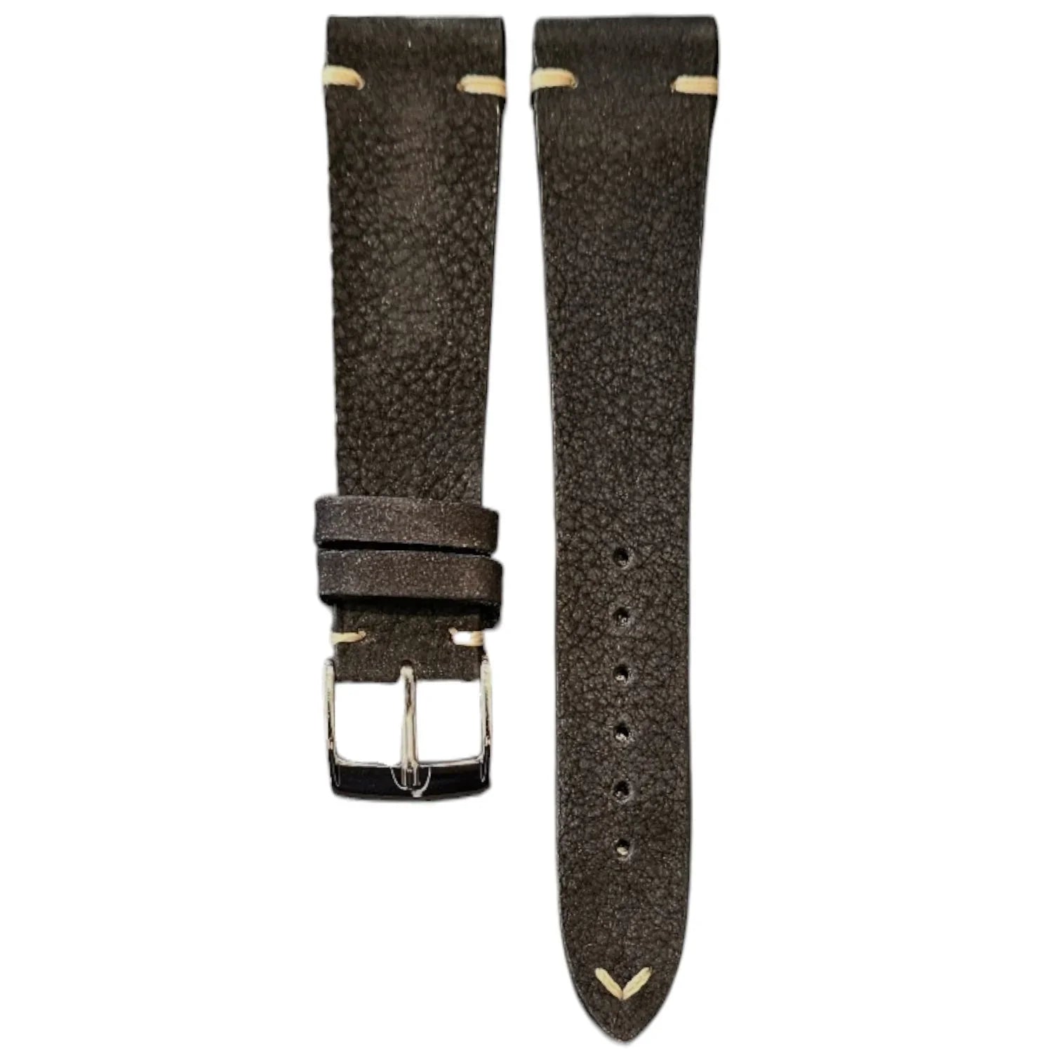 Bracelet en cuir de taureau nubuck – Vintage V – Lic Leather – Noir - accessoire montre