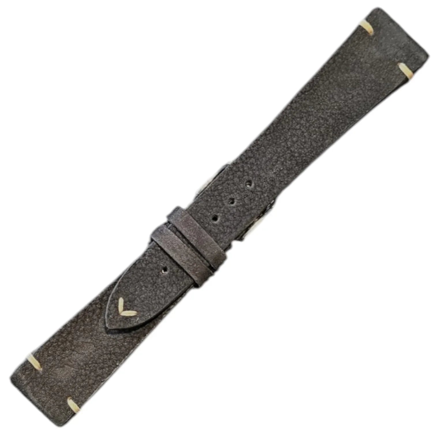 Bracelet en cuir de taureau nubuck – Vintage V – Lic Leather – Noir - détail