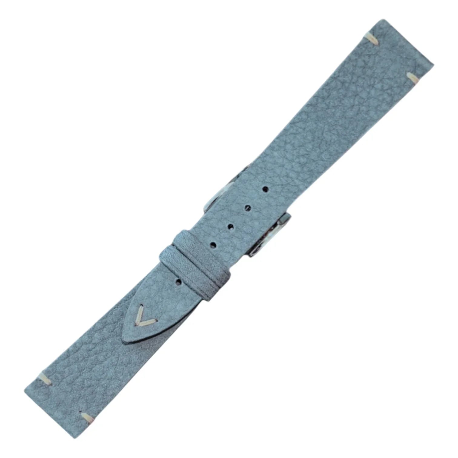 Bracelet en cuir de taureau nubuck – Vintage V – Lic Leather – Bleu denim - détail