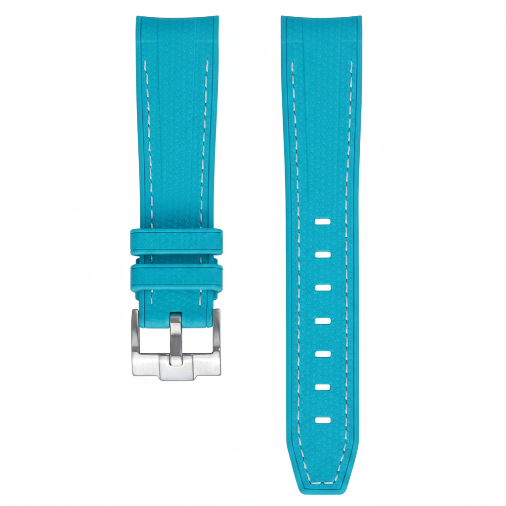 Bracelet en caoutchouc texturé pour Omega MoonSwatch - KronoKeeper - Bleu Tiffany