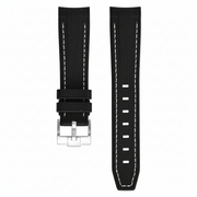 Textured Rubber Strap for Omega MoonSwatch - Kronokeeper - Black with White Stitching