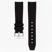 Textured Rubber Strap for Omega MoonSwatch - Kronokeeper - Black with Red Stitching