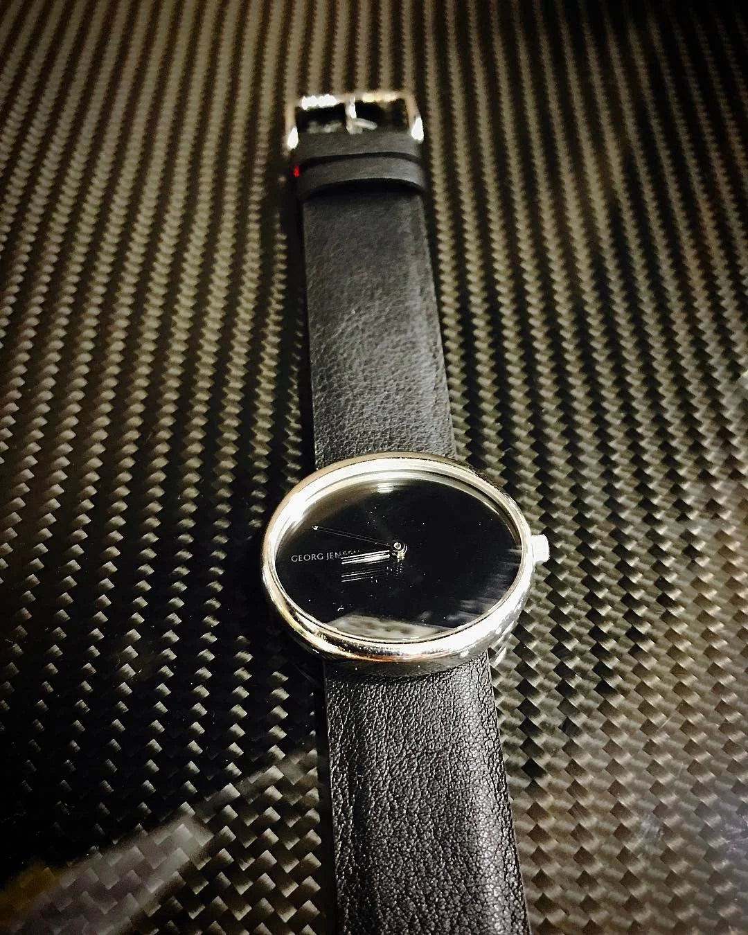Georg jensen sur bracelet veau noir sur mesure