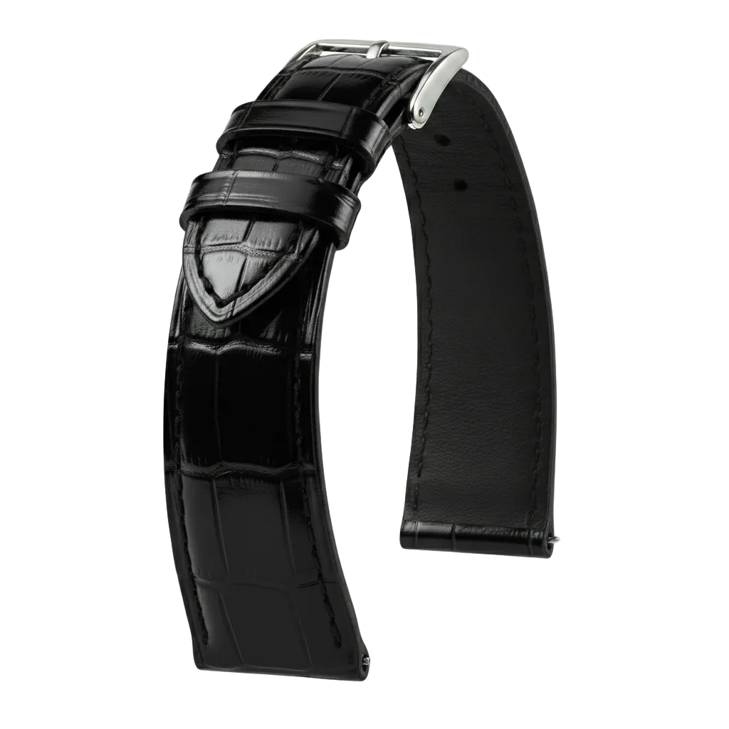 Bracelet Alligator Felix Brillant noir - KronoKeeper - bracelet cuir alligator montre