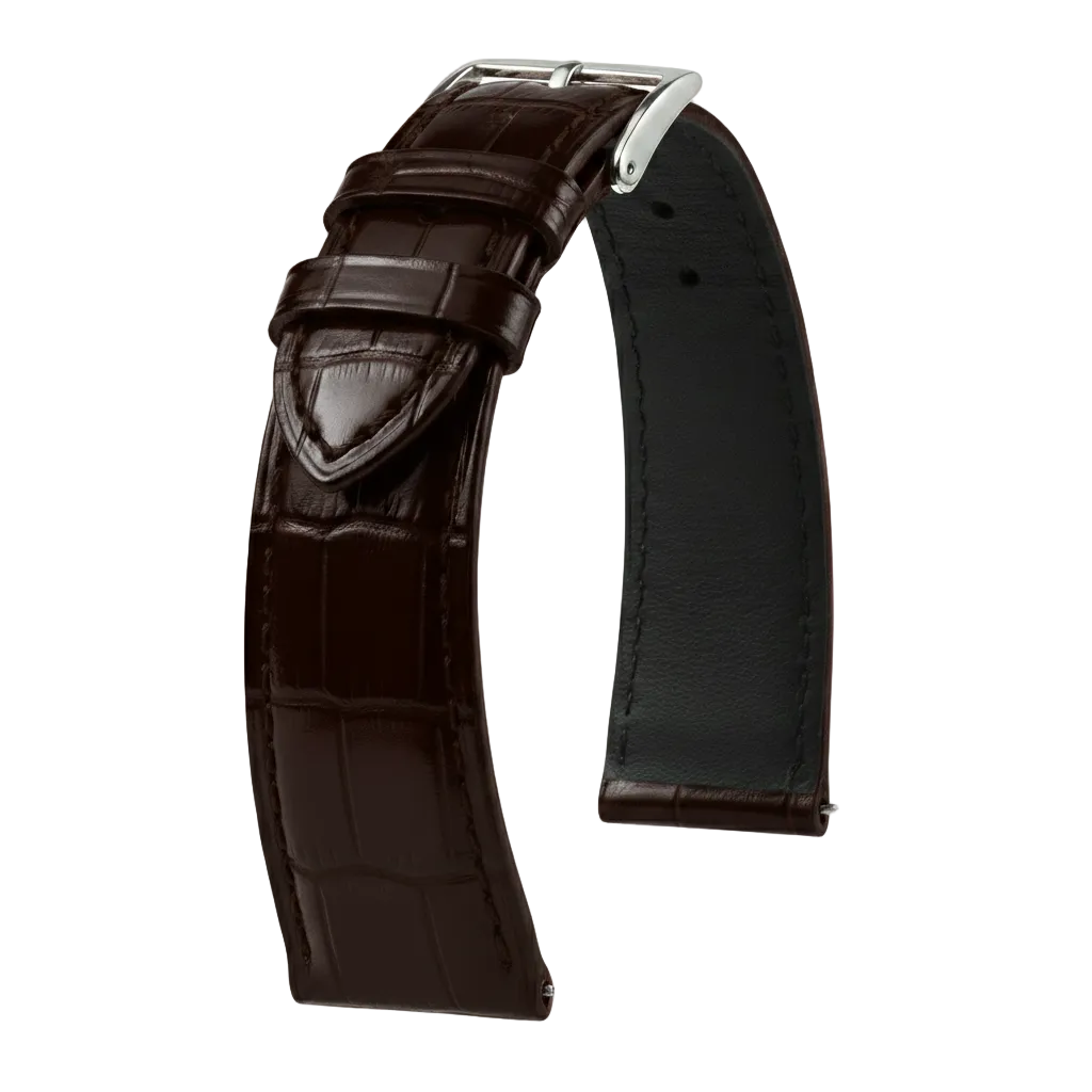 Bracelet Alligator Felix Brillant café sombre - KronoKeeper - bracelet cuir alligator montre