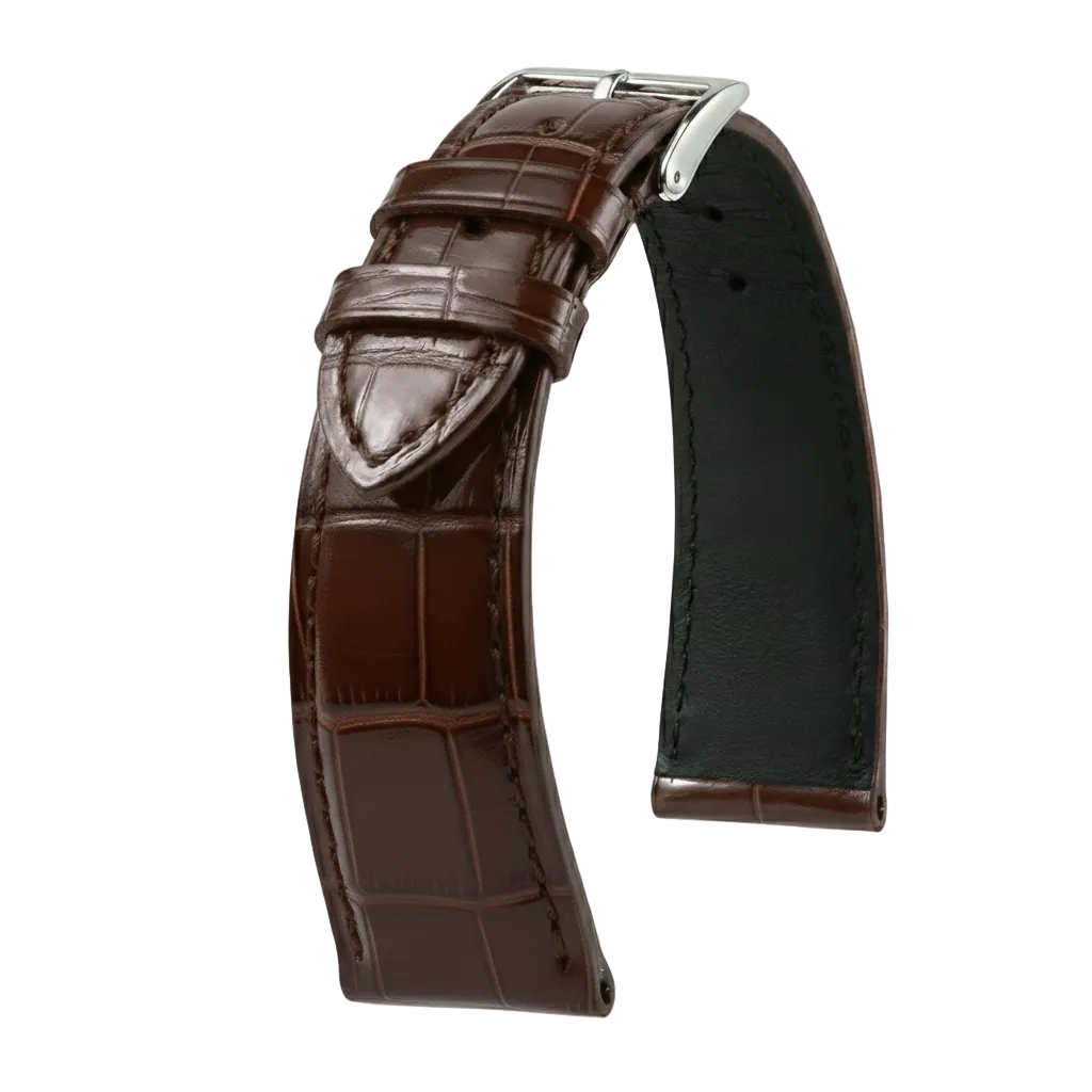 Bracelet Alligator Felix Brillant marron foncé - KronoKeeper - bracelet cuir alligator montre