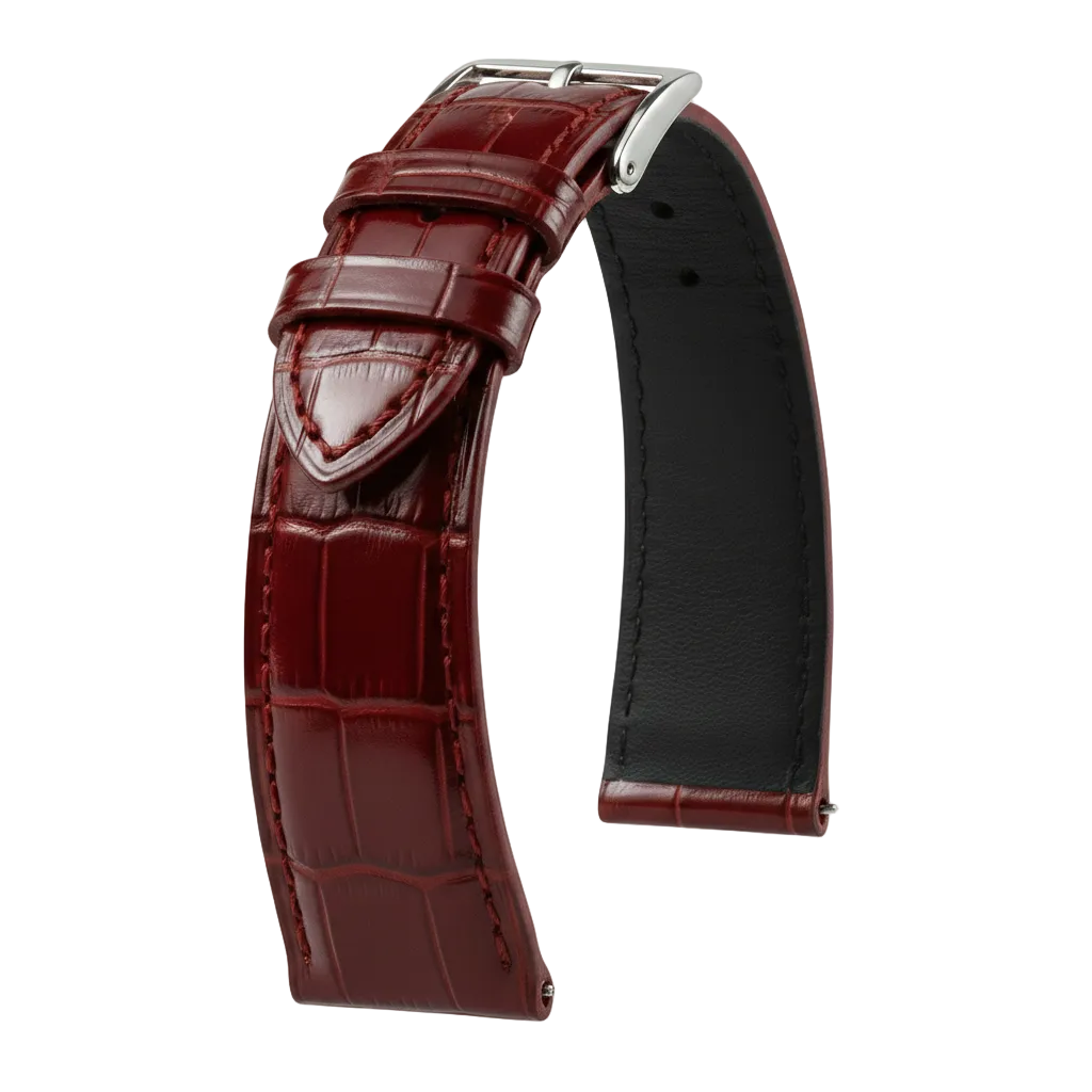 Bracelet Alligator Felix Brillant rouge rubis - KronoKeeper - bracelet cuir alligator montre