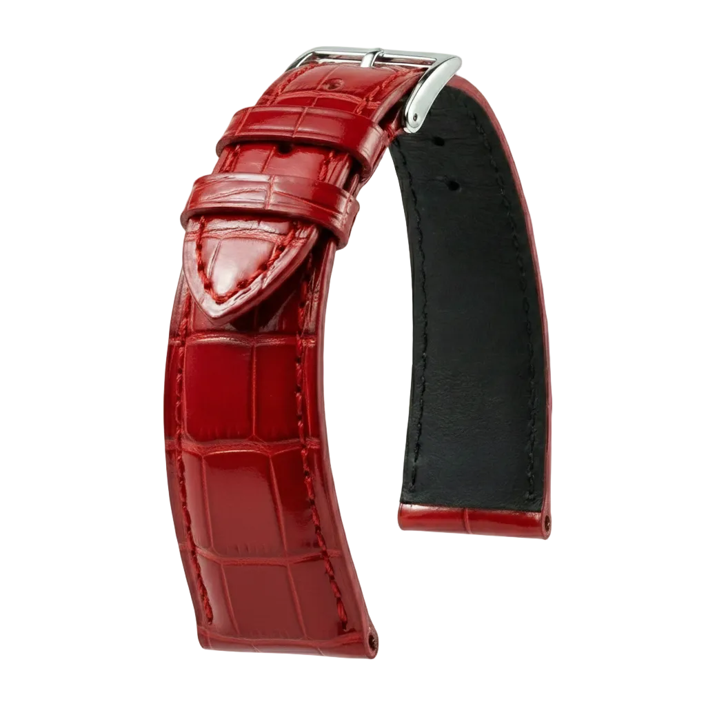 Bracelet Alligator Felix Brillant rouge de chine - KronoKeeper - bracelet cuir alligator montre