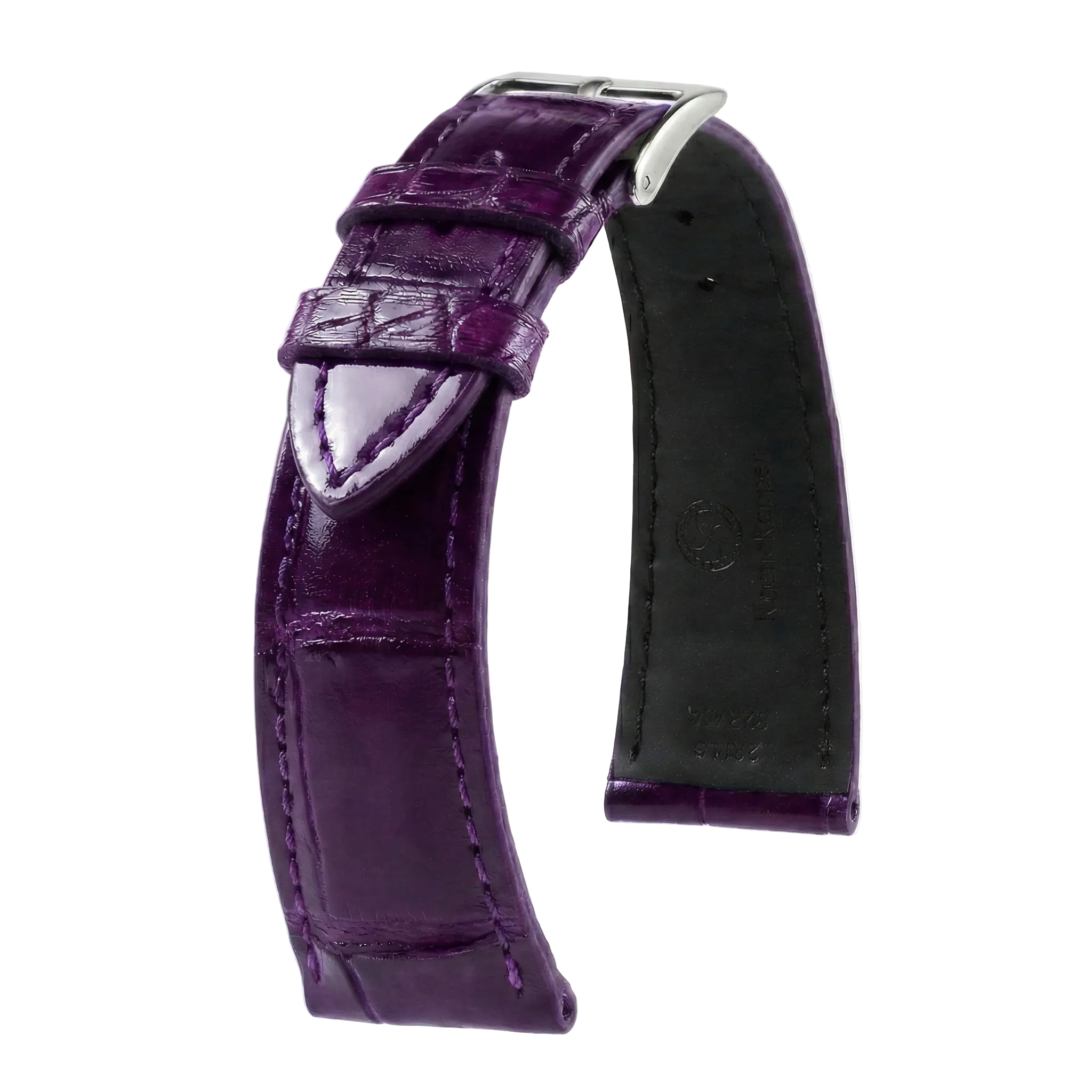 Bracelet Alligator Felix Brillant violet foncé - KronoKeeper - bracelet cuir alligator montre