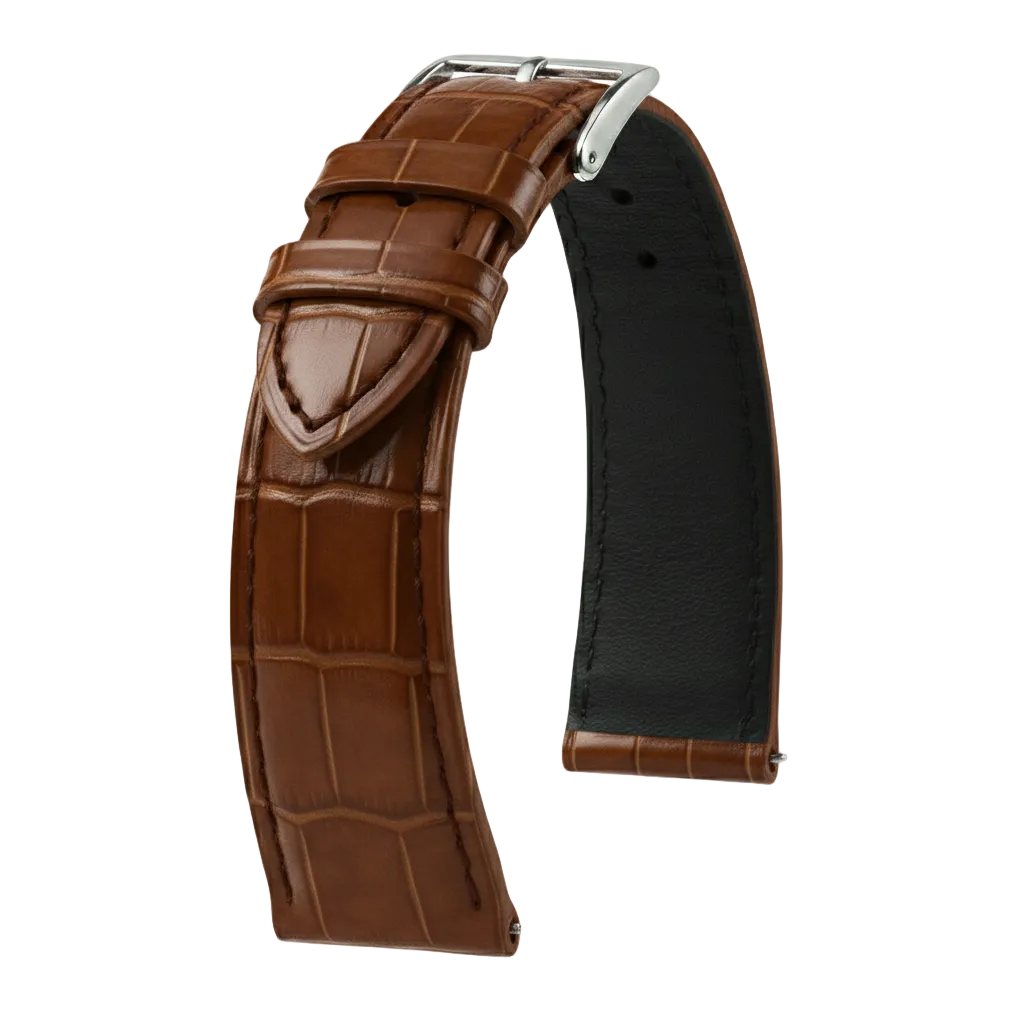 Bracelet Alligator Felix Brillant gris marron - KronoKeeper - bracelet cuir alligator montre