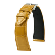 Bracelet Alligator Felix Brillant jaune moutarde - KronoKeeper - bracelet cuir alligator montre