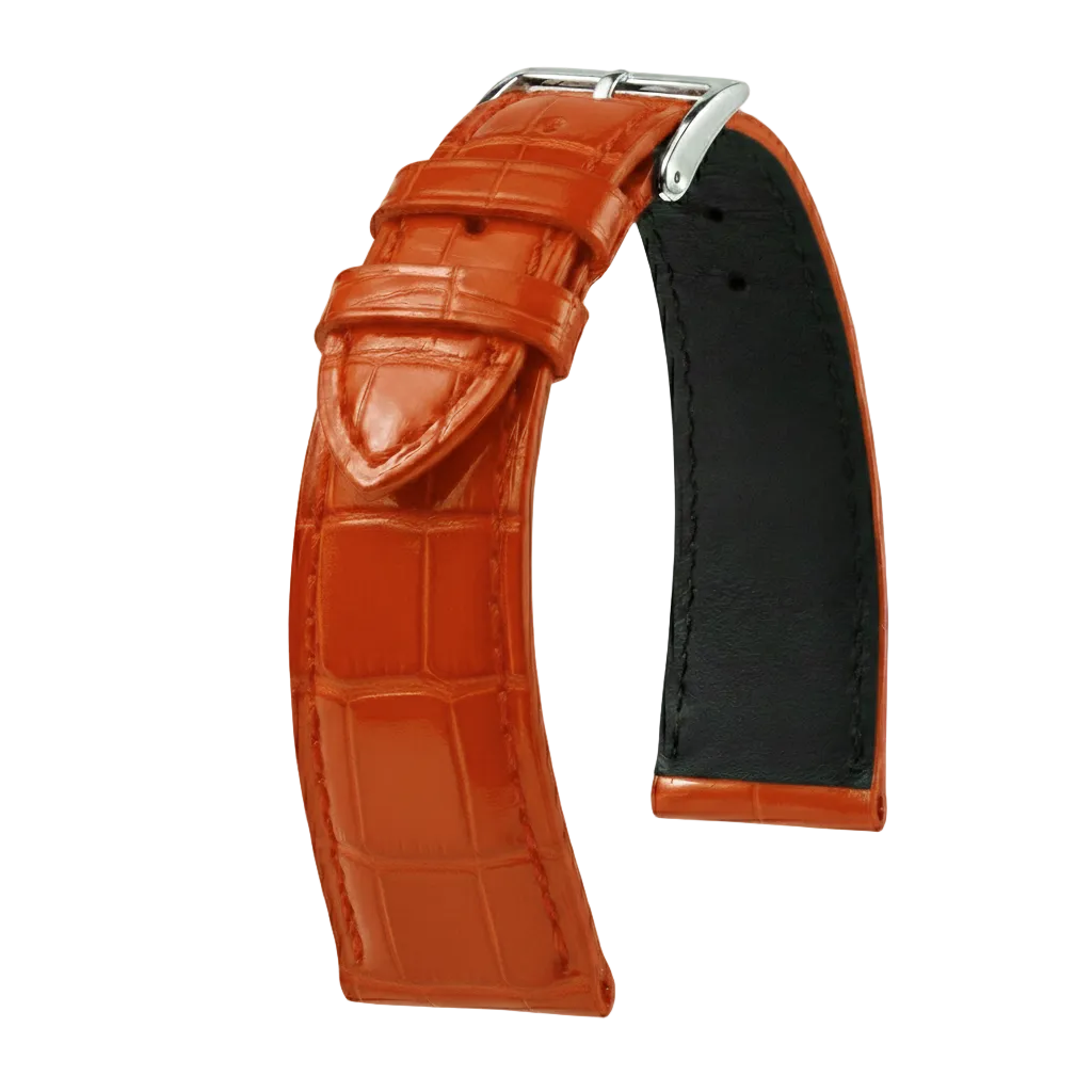 Bracelet Alligator Felix Brillant jaune orangé - KronoKeeper - bracelet cuir alligator montre
