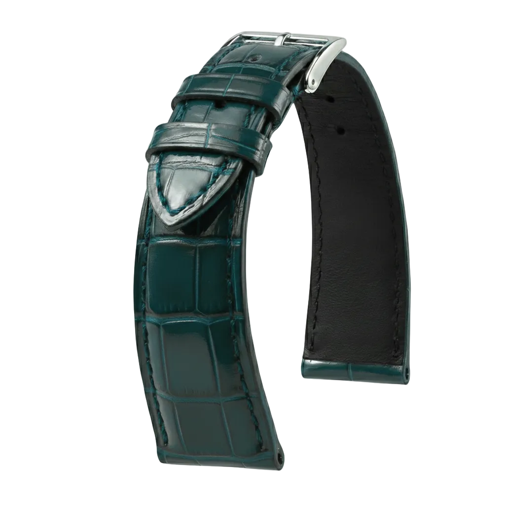 Bracelet Alligator Felix Brillant vert paon - KronoKeeper - bracelet cuir alligator montre