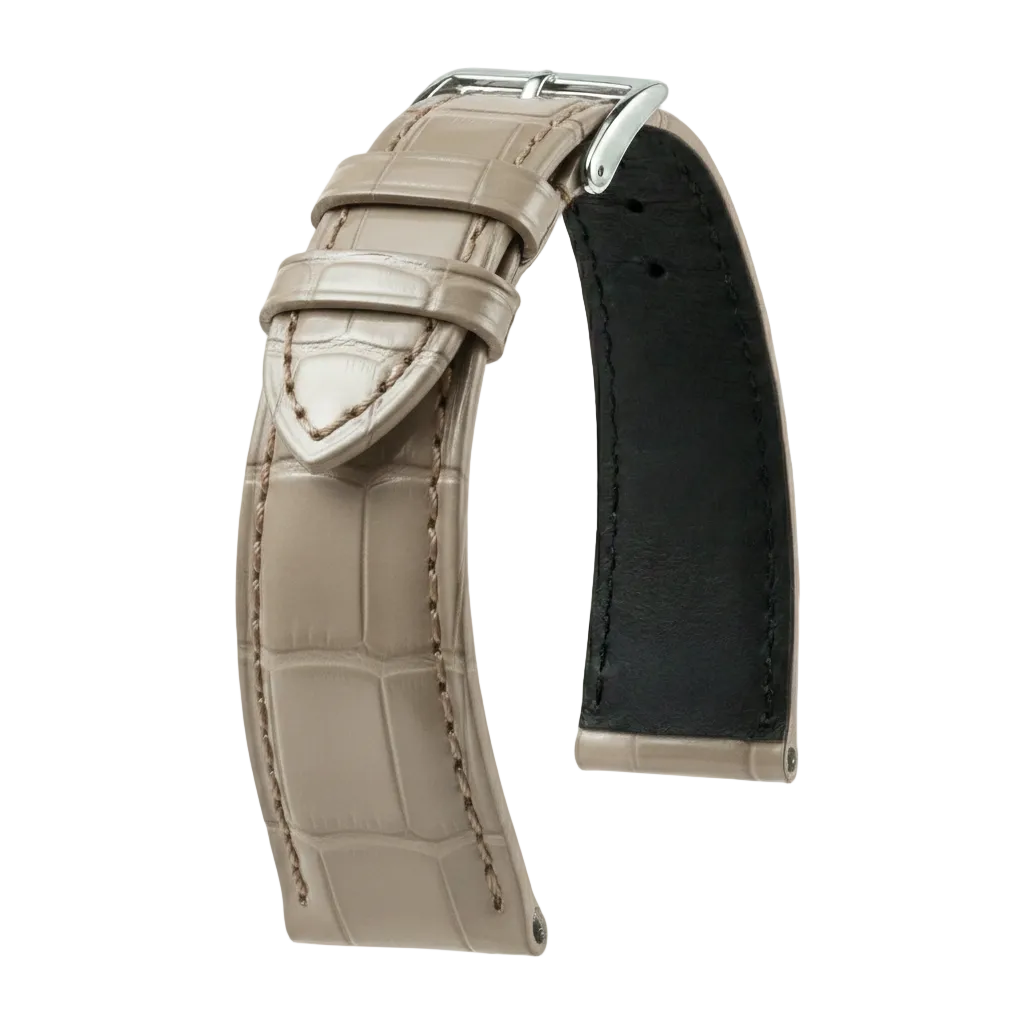 Bracelet Alligator Felix Brillant khaki doré - KronoKeeper - bracelet cuir alligator montre