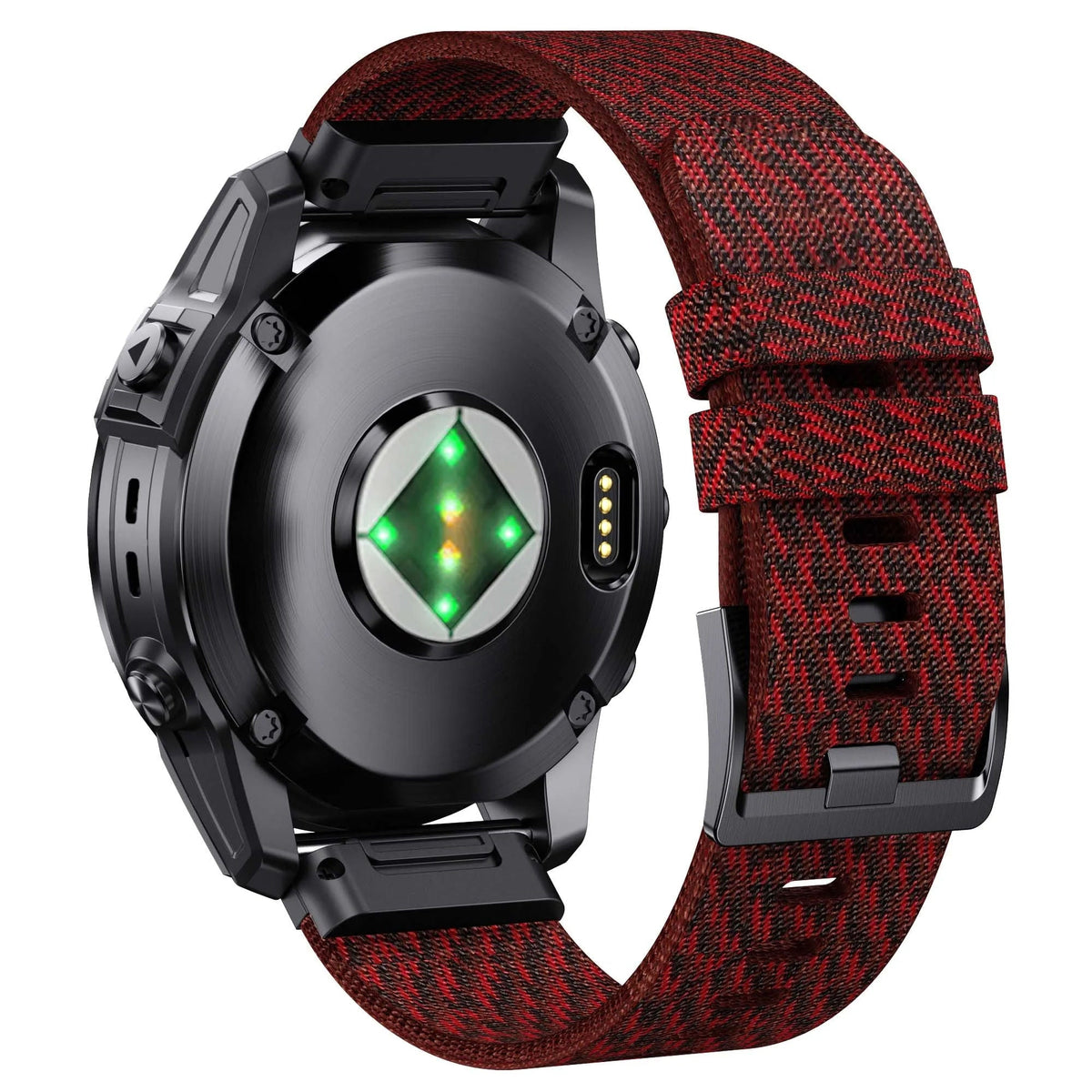 Bracelet nylon rouge jacquard compatible Garmin QuickFit - KronoKeeper