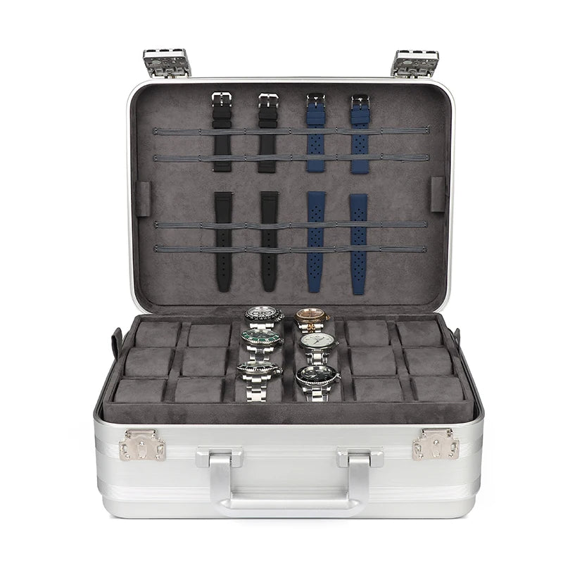 Valise en aluminium KronoKeeper pour 48 montres - vue principale ouverte