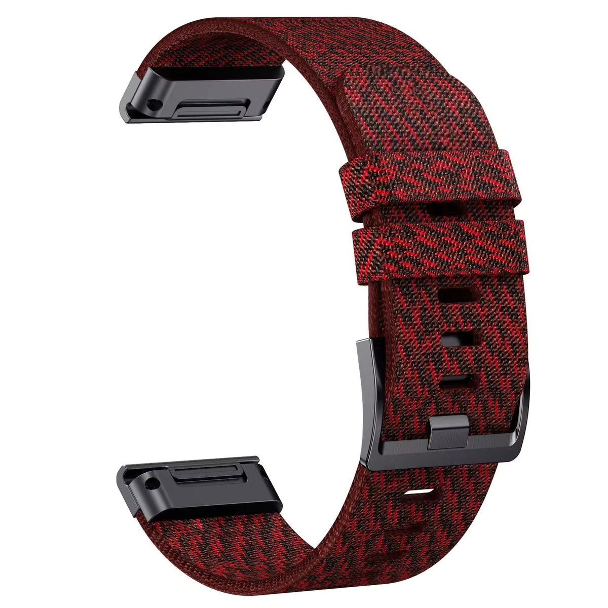 Bracelet nylon rouge jacquard compatible Garmin QuickFit - KronoKeeper