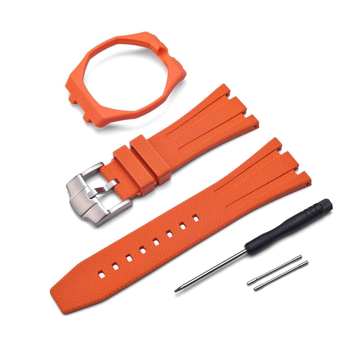 Bracelet caoutchouc et coque pour AP x Swatch Orange KronoKeeper – coque, bracelet et outils de montage