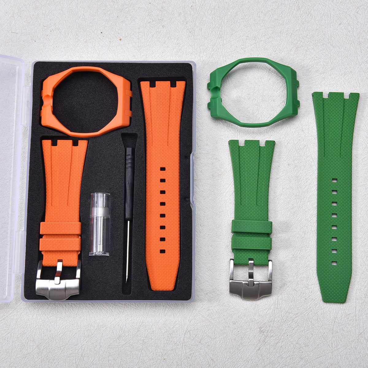 Bracelet caoutchouc et coque pour AP x Swatch Orange KronoKeeper – coffret et coque