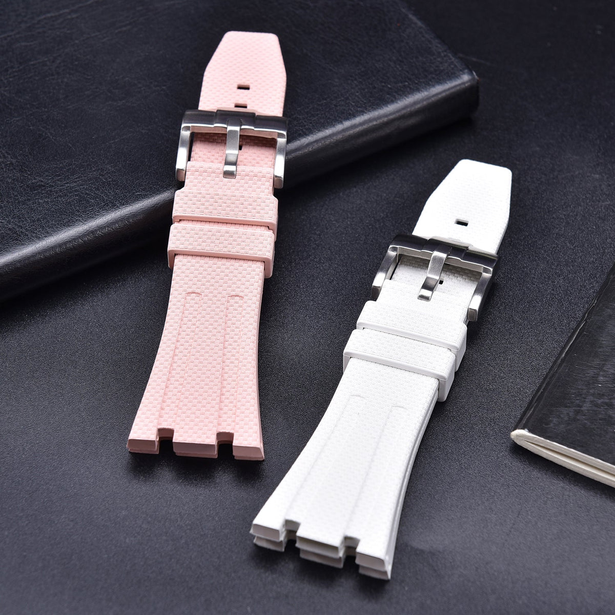 Bracelet caoutchouc et coque pour AP x Swatch Rose KronoKeeper – bracelet rose et blanc