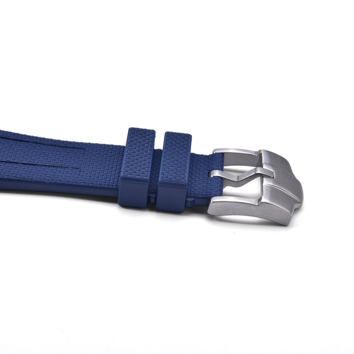 Bracelet caoutchouc et coque pour AP x Swatch Bleu KronoKeeper – détail de la boucle ardillon
