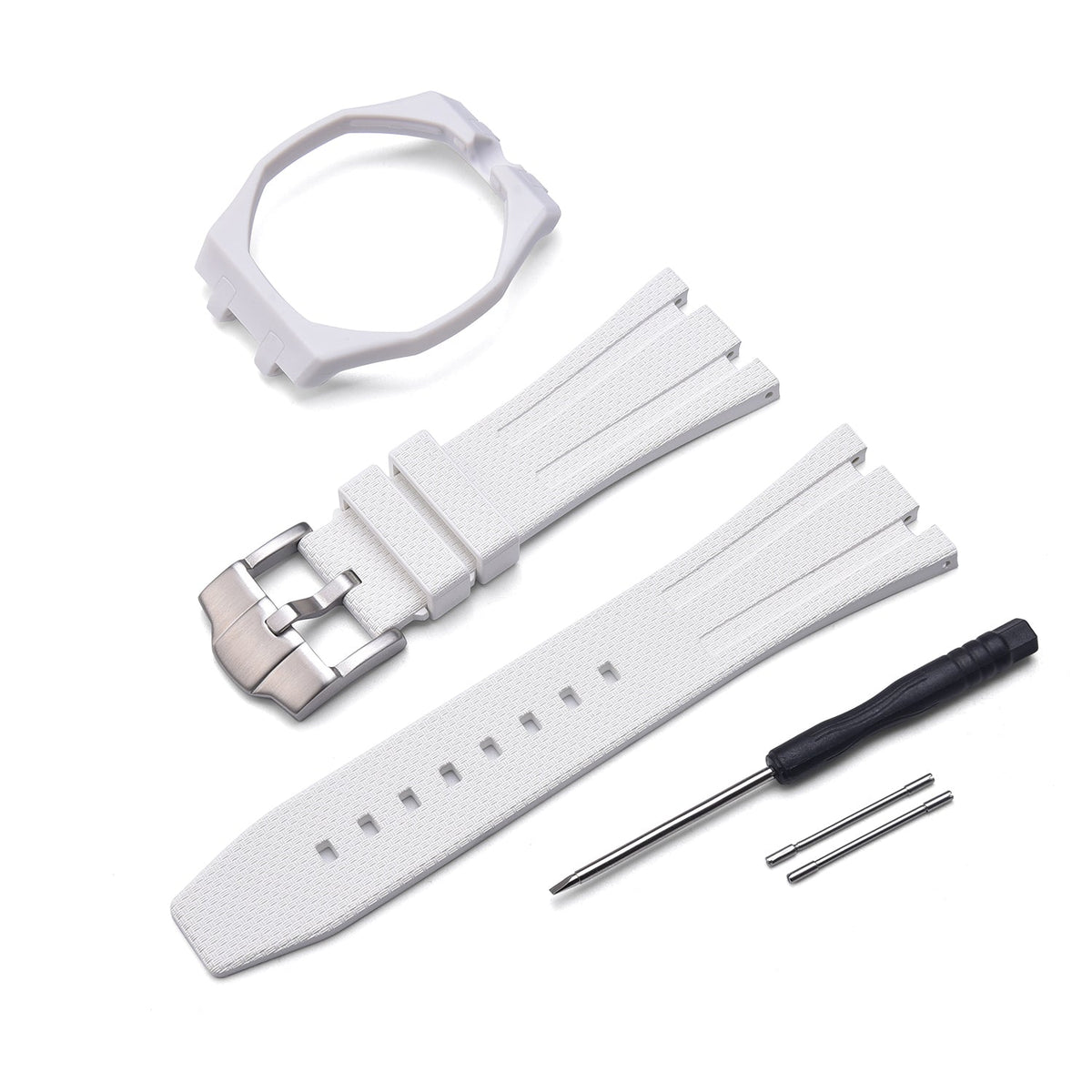 Bracelet caoutchouc et coque pour AP x Swatch Blanc KronoKeeper – coque, bracelet et outils de montage