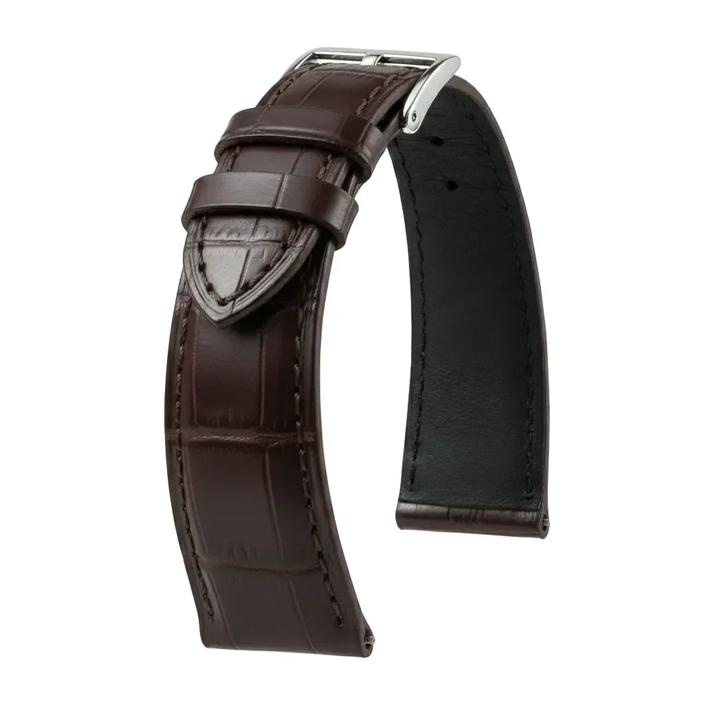 Bracelet Alligator Felix Mat café foncé - KronoKeeper - bracelet cuir alligator montre
