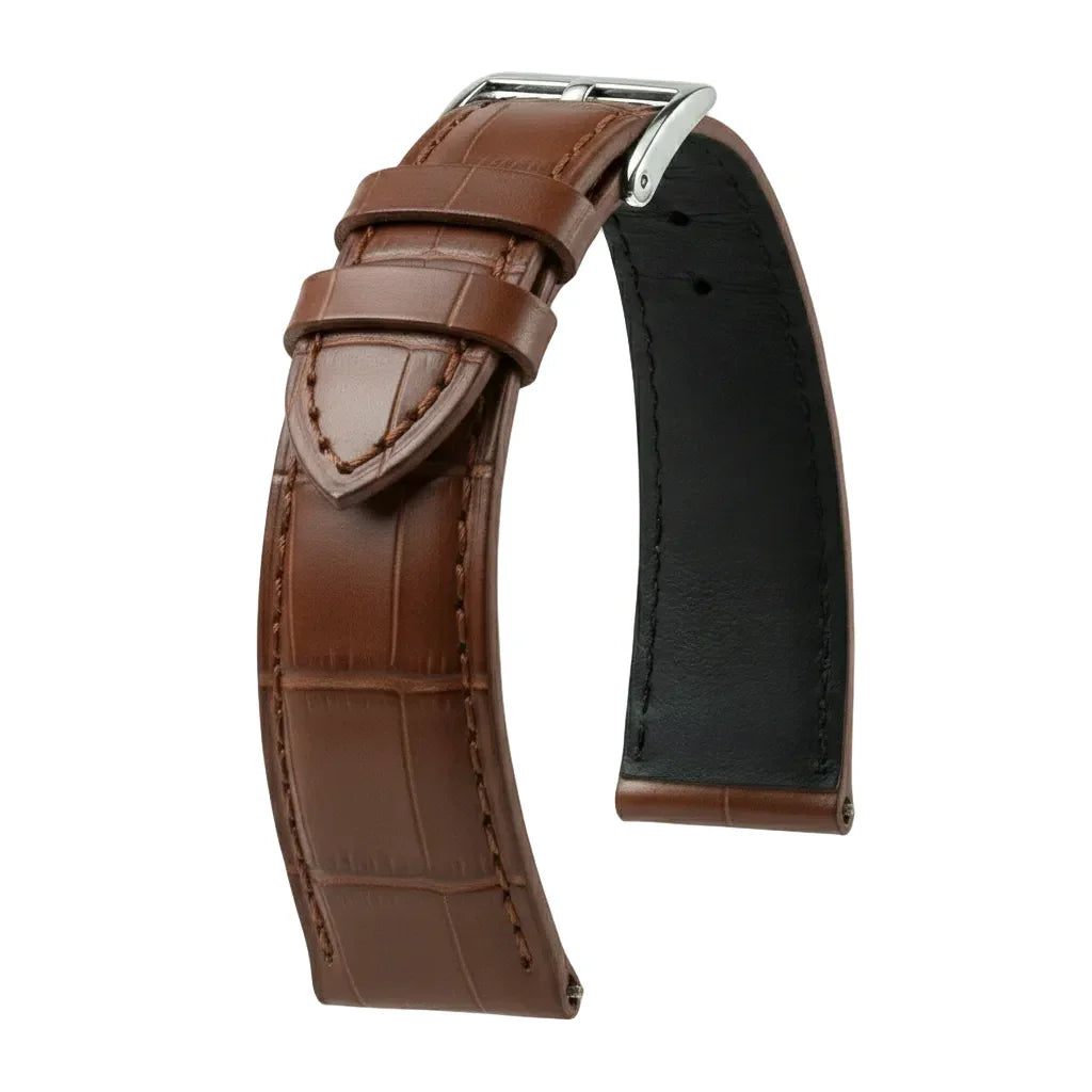 Bracelet Alligator Felix Mat marron rouge - KronoKeeper - bracelet cuir alligator montre