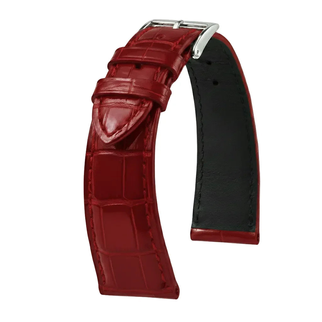 Bracelet Alligator Felix Mat rouge pastèque - KronoKeeper - bracelet cuir alligator montre