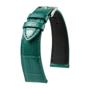 Bracelet Alligator Felix Mat vert paon - KronoKeeper - bracelet cuir alligator montre