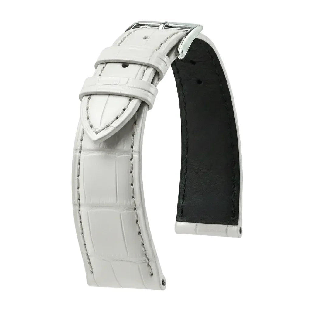 Bracelet Alligator Felix Mat blanc - KronoKeeper - bracelet cuir alligator montre