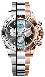 Bracelet montre Oyster, cadrans Daytona 2023, acier et or rose, chronographe élégant.