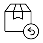 Icône de retour colis, flèche circulaire, symbole logistique e-commerce