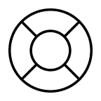 Icône de support, bouée de sauvetage noire sur fond transparent, assistance client