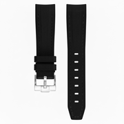Bracelet en caoutchouc texturé pour Omega MoonSwatch - KronoKeeper - Noir coutures noires